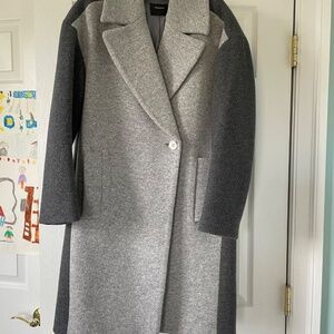 Theory Colorblock Wool Coat, Size P